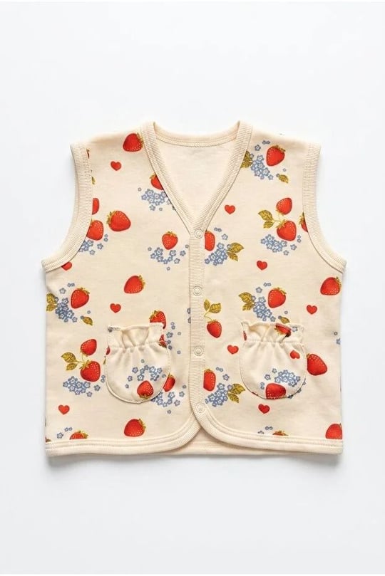 Tiffany Baby Kız Bebek Strawberry Garden Theme Yelek Ekru 15005