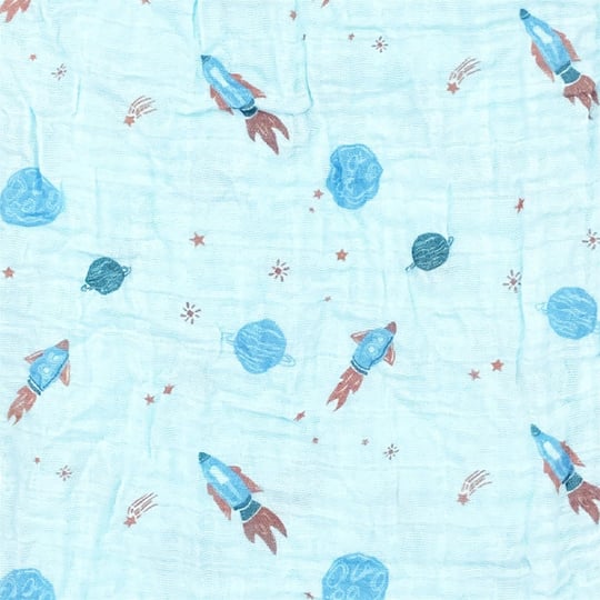 Tiffany Baby Space Ship Baskılı Müslin Bebek Battaniye Turkuaz 79080 