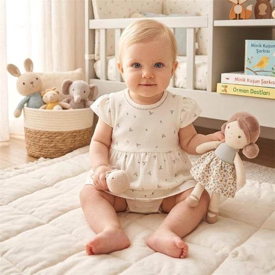 Tiffany Kız Bebek Olive Branch Theme Elbise Badi Ekru 46086