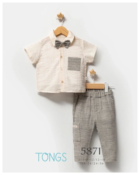 Tongs Baby Erkek Bebek Clear Papyonlu Alt Üst Takım Gri 5871