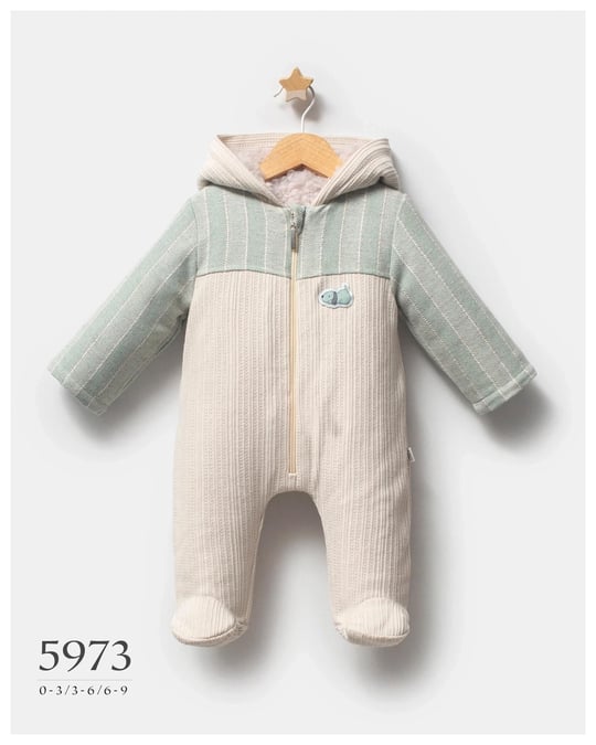 Tongs Baby Erkek Bebek Kapüşonlu Patikli Tulum Yeşil 5973