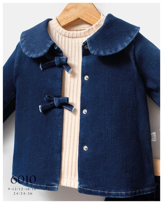 Tongs Baby Kız Bebek Jean Love 3lü Ceket Pantolon Takım Lacivert 6010