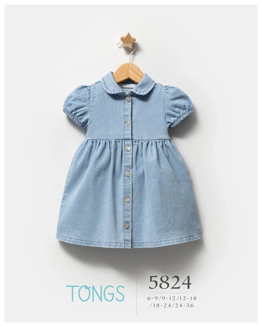Tongs Baby Kız Bebek Universe Jeans Düğmeli Elbise Mavi 5824