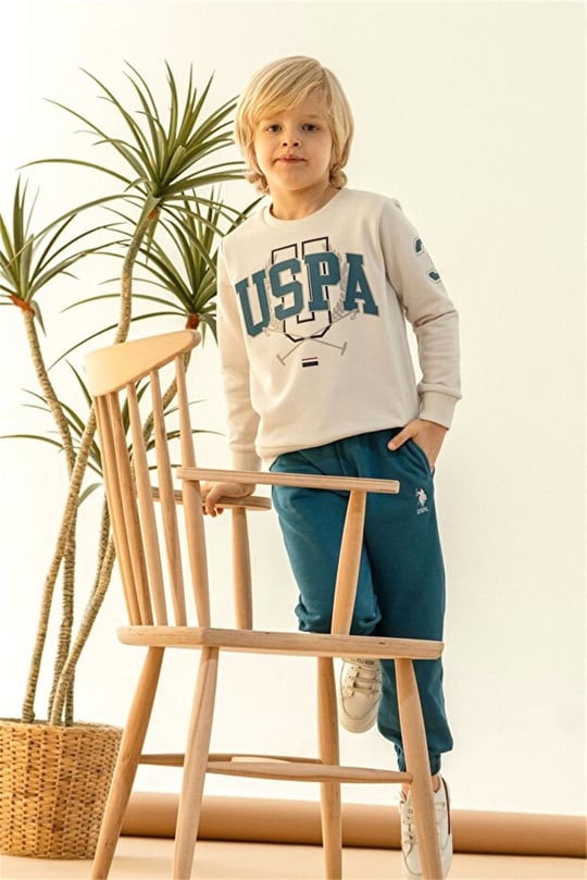U.S Polo Assn Erkek Çocuk Baskılı Eşofman Takımı Taş US2618-G