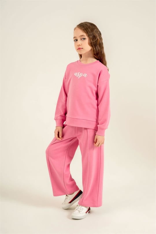 U.S Polo Assn Kız Çocuk Baskılı Eşofman Takımı Pembe US2731-4
