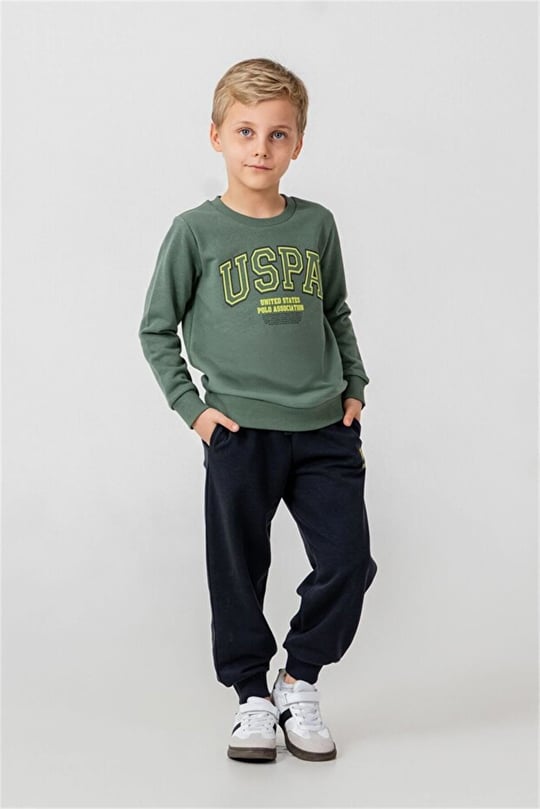 U.S Polo Assn Erkek Çocuk Baskılı Eşofman Takımı Yeşil US2620-4