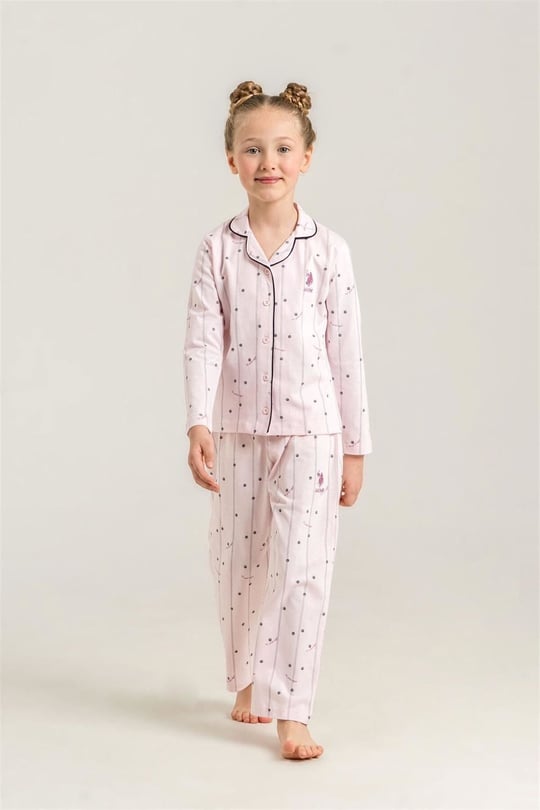U.S Polo Assn Kız Çocuk Gömlek Pijama Takımı Pembe US2726-4