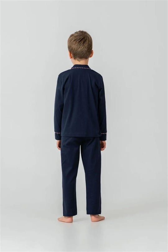 U.S Polo Assn Erkek Çocuk Nakışlı Gömlek Pijama Takımı Lacivert US2643-G