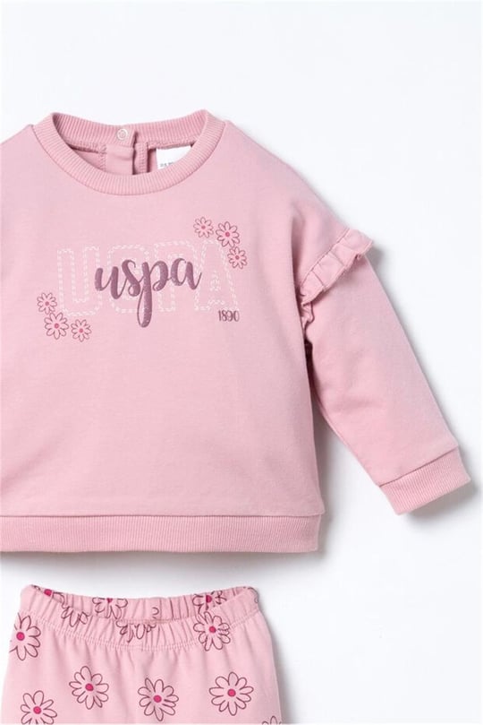 U.S Polo Assn Kız Bebek 2li Alt Üst Takım Pembe USB3250