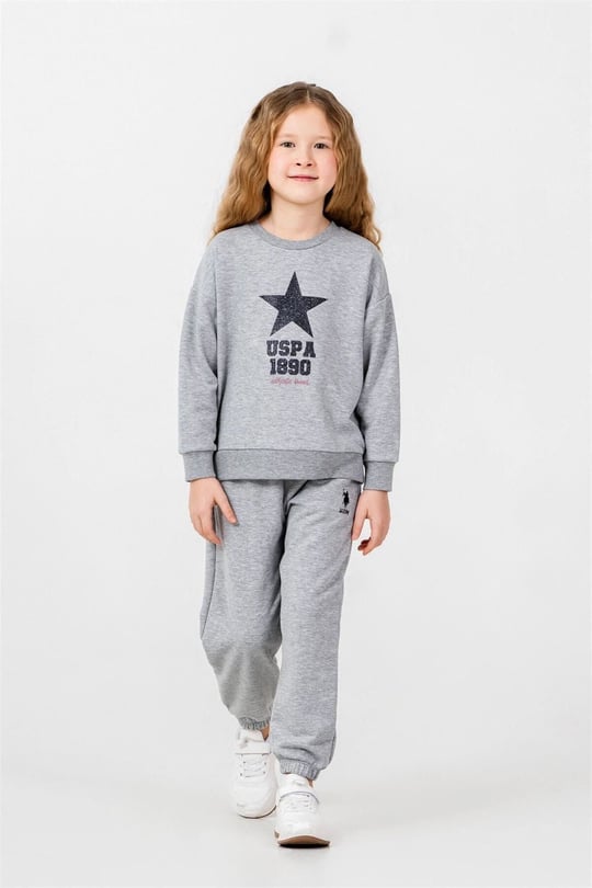 U.S Polo Assn Kız Çocuk Baskılı Eşofman Takımı Gri US2719-4