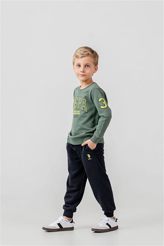 U.S Polo Assn Erkek Çocuk Baskılı Eşofman Takımı Yeşil US2620-4