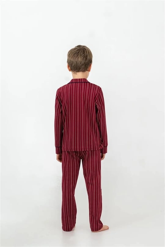 U.S Polo Assn Erkek Çocuk Nakışlı Gömlek Pijama Takımı Bordo US2644-G