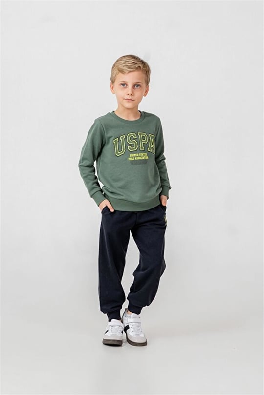 U.S Polo Assn Erkek Çocuk Baskılı Eşofman Takımı Yeşil US2620-4