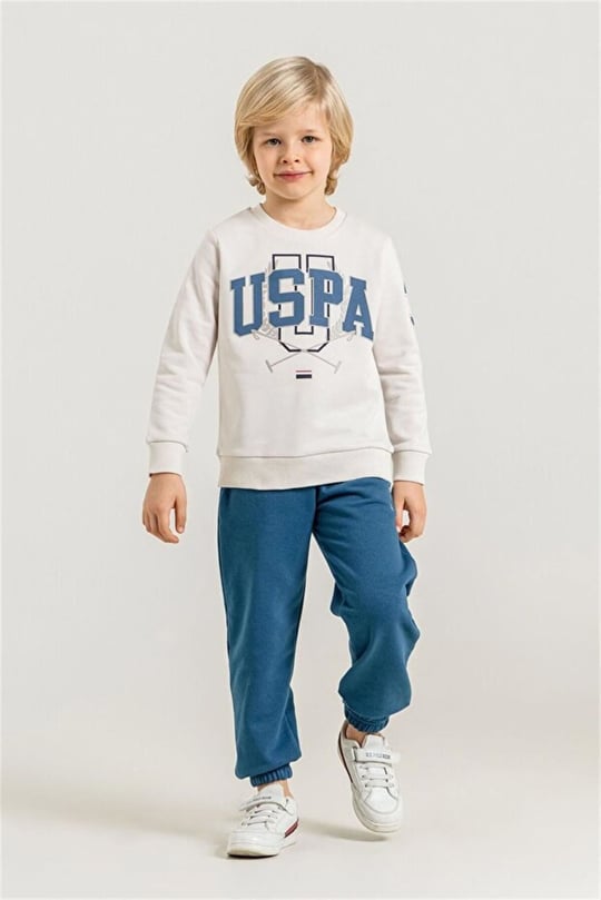 U.S Polo Assn Erkek Çocuk Baskılı Eşofman Takımı Taş US2618-G