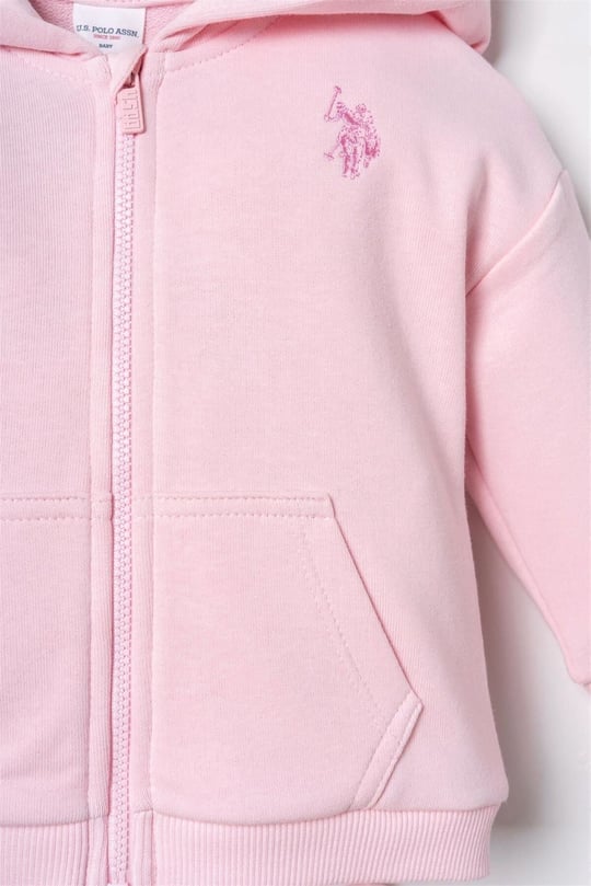 U.S Polo Assn Kız Bebek 2li Ceket Alt Takım Pembe USB3246