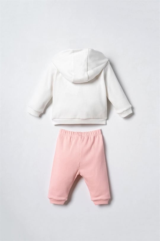 U.S Polo Assn Kız Bebek 3lü Ceket Alt Takım Beyaz USB3254