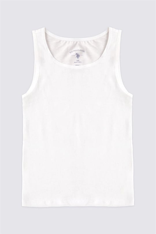 U.S. Polo Assn. Kız Çocuk 2li Basic Kalın Askılı Atlet Set Beyaz US1673
