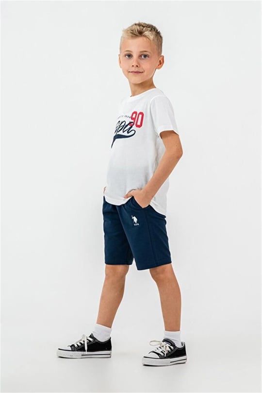 U.S. Polo Assn. Erkek Çocuk Bermuda Takım Beyaz USB2431-G