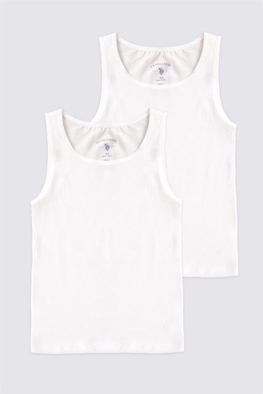 U.S. Polo Assn. Kız Çocuk 2li Basic Kalın Askılı Atlet Set Beyaz US1673