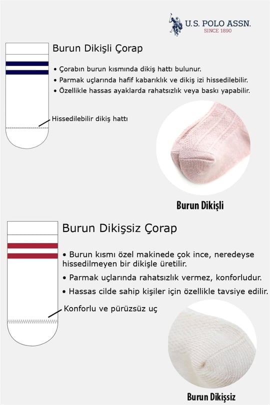 U.S. Polo Assn. Kız Bebek 3lü Çorap Set Pembe USB2206