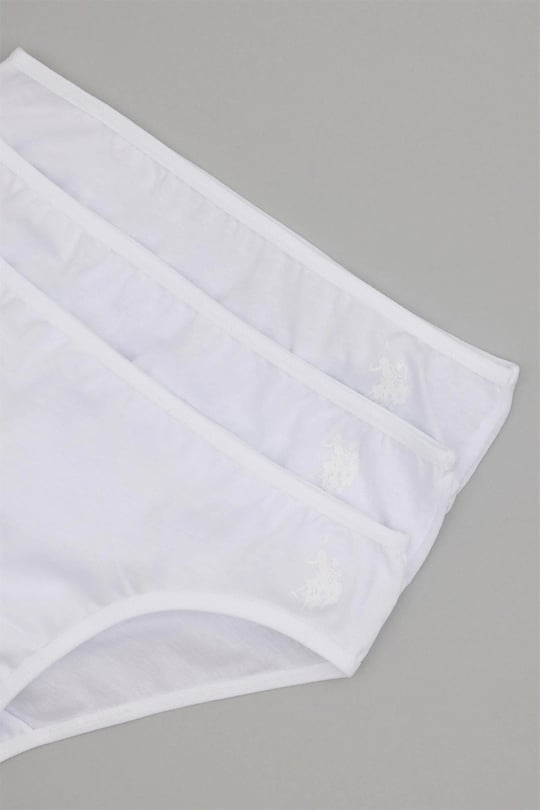 U.S. Polo Assn. Kız Çocuk 3lü Slip Külot Set Beyaz US1675