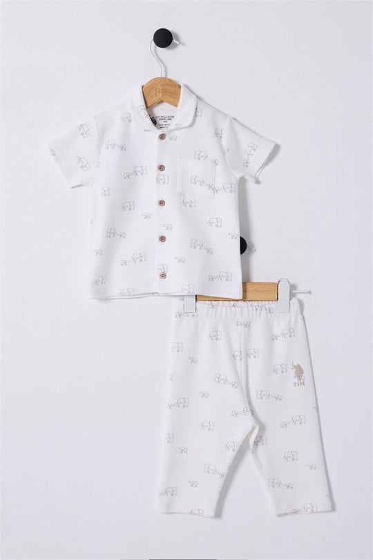 U.S. Polo Assn. Erkek Bebek Pijama Takımı Beyaz USB2329