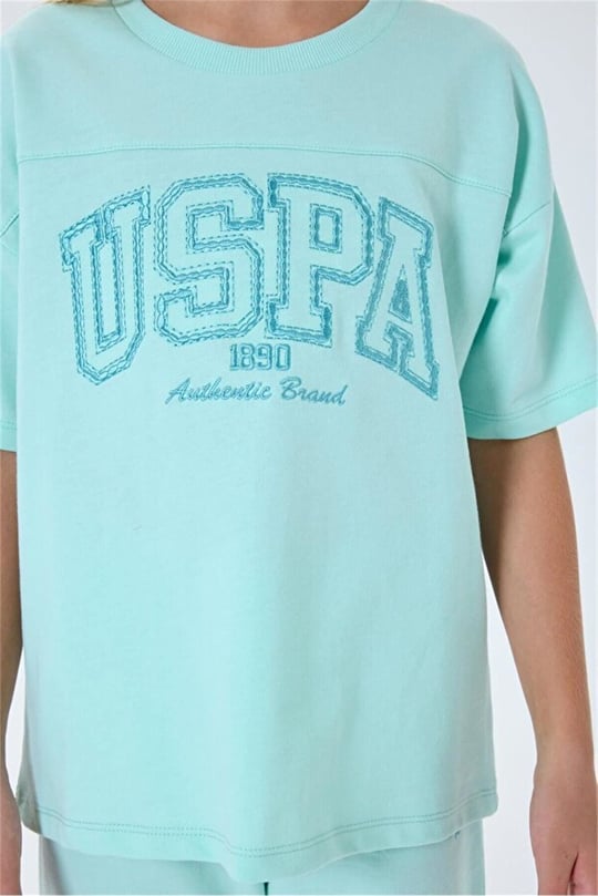 U.S. Polo Assn. Kız Çocuk Bermuda Takım Mint  USB2527-G