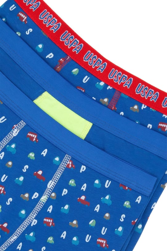 U.S. Polo Assn. Erkek Çocuk Desenli 3lü Boxer Set Cobalt US2247