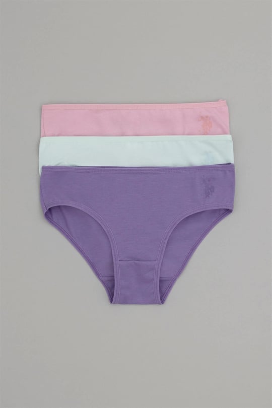 U.S. Polo Assn. Kız Çocuk 3lü Slip Külot Set Açık Nil US1678