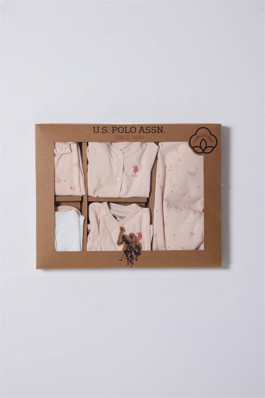 U.S. Polo Assn. Kız Bebek 10lu Hastane Çıkış Seti Pudra USB2350