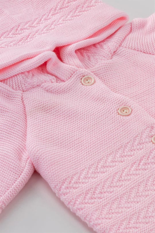 Veycan Baby Kız  Bebek Triko Kapşonlu Hırka Pembe 0101