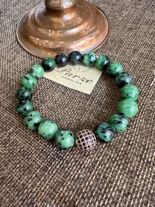 Anyolit (Ruby Zoisite) 10 mm Küre Kesim Bileklik