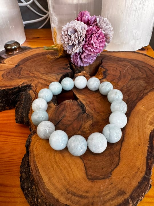 Aquamarine Doğal Taş Bileklik 12 mm 