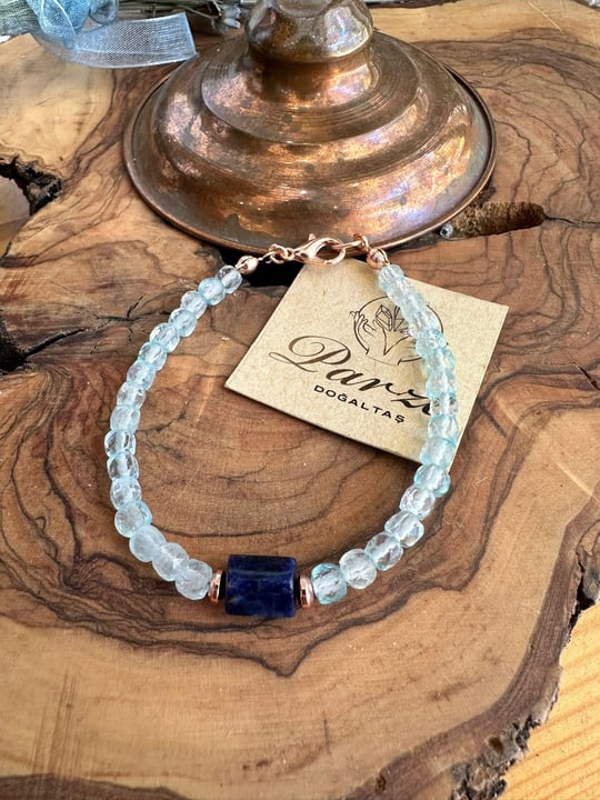 Aquamarine ve Lapis Lazuli Bileklik