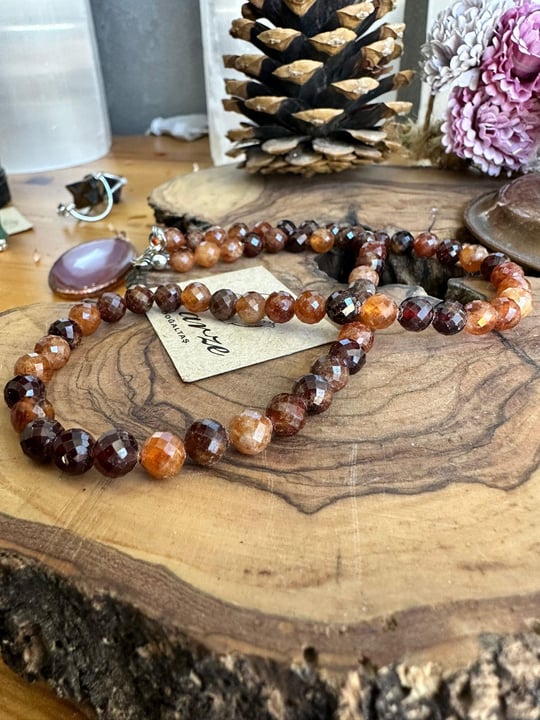 Hessonite Doğal Taş Kolye