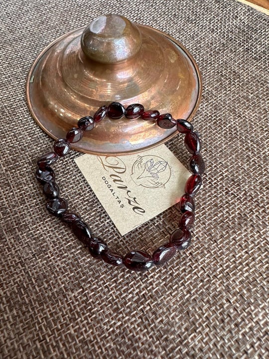 Lal ( Kırmızı Garnet) Kırık Taş Bileklik