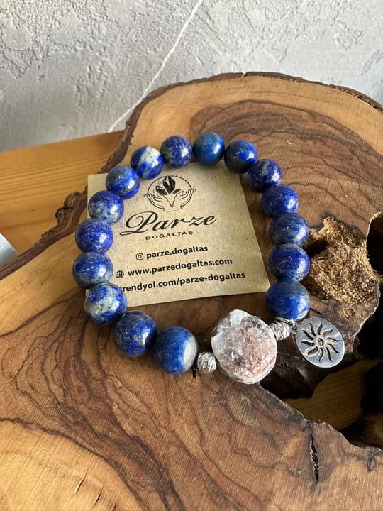 Lapis Lazuli ve Kalsedon Doğal Taş Bileklik 