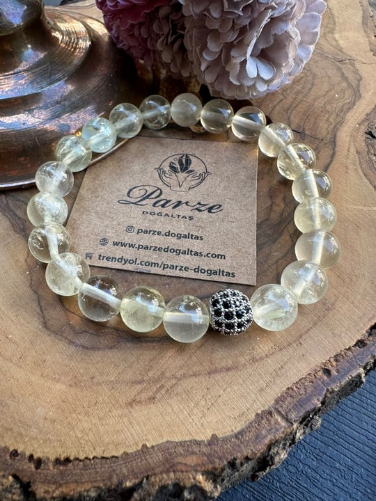 Limon Kuvars Doğal Taş Bileklik 8 mm 