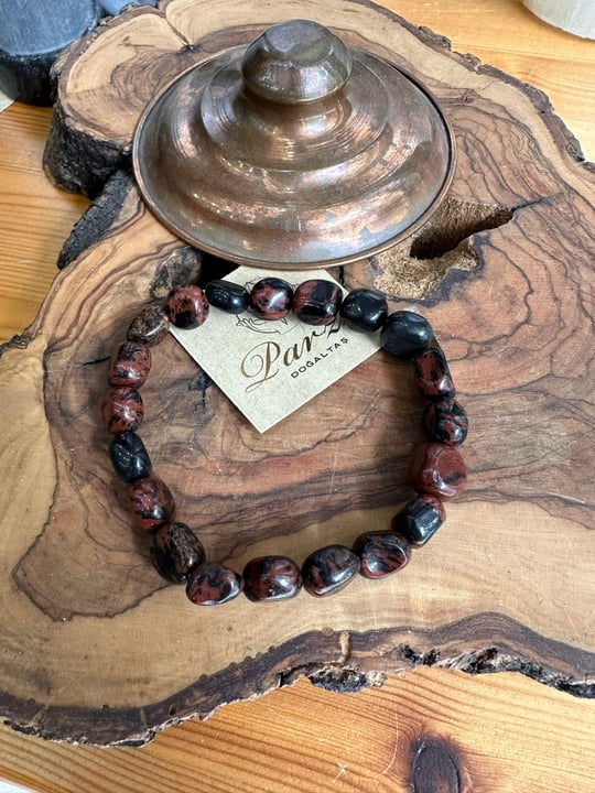 Mahogany Obsidyen  Doğal Taş Amorf Kesim Bileklik