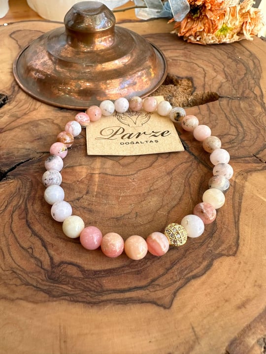 Pembe Opal Doğal Taş Bileklik