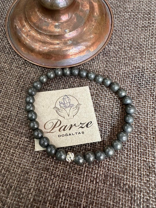 Pirit Doğaltaş 6 mm Küre Kesim  Bileklik
