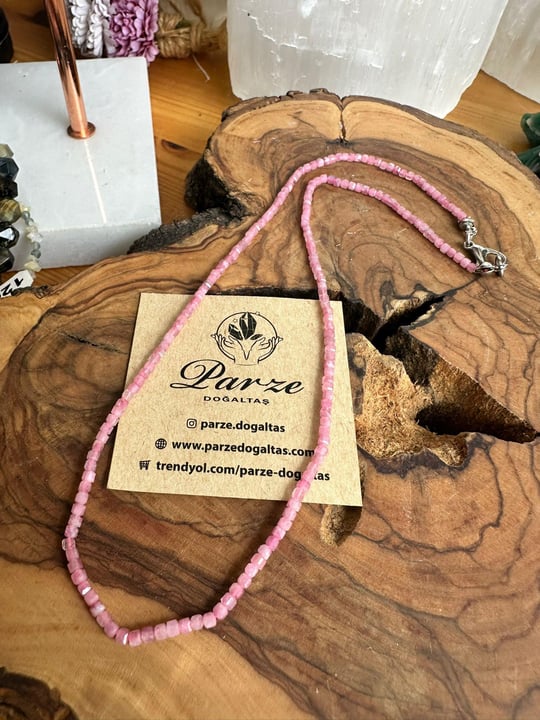 Rubelit ( Pembe Turmalin) Doğaltaş Dizi Kolye
