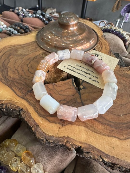 Sakura Agat ( Ağaç Akik ) Doğal Taş Bileklik