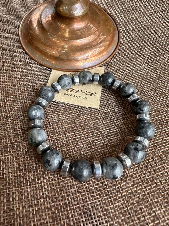 Spektrolit  Doğaltaş 10 mm Küre Kesim Bileklik