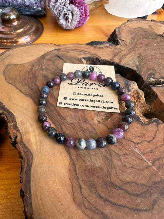 Yakut ve Safir Doğaltaş Bileklik 6 mm 