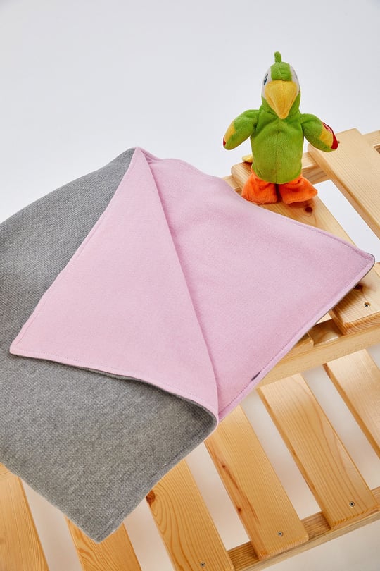 Peraluna 100% Cotton Knitwear Lined Baby / Kids Blanket 100x160 cm. - Pink/Gray 