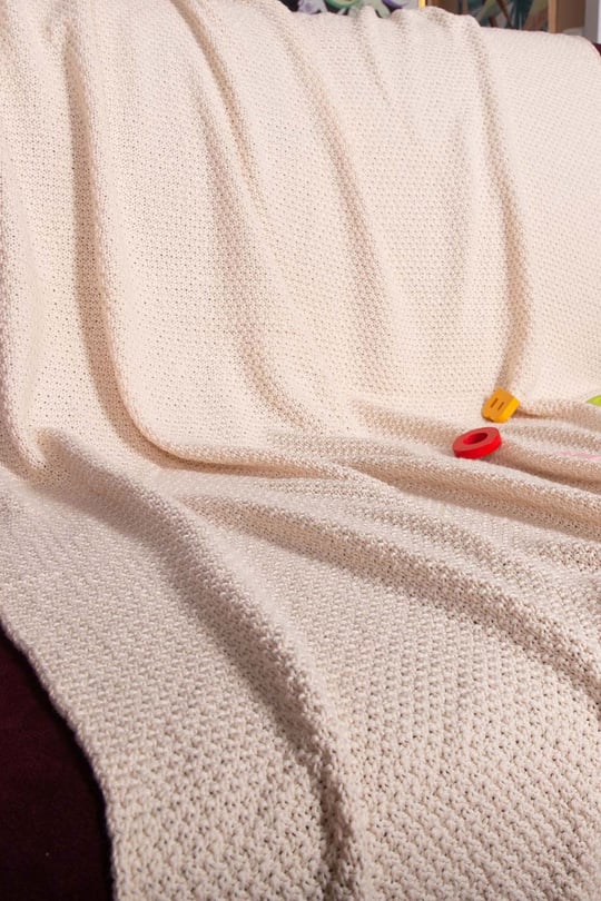 Peraluna 100% Organic Cotton Seed Stich Rectangular Baby / Kids Blanket 100x160 cm. - Beige