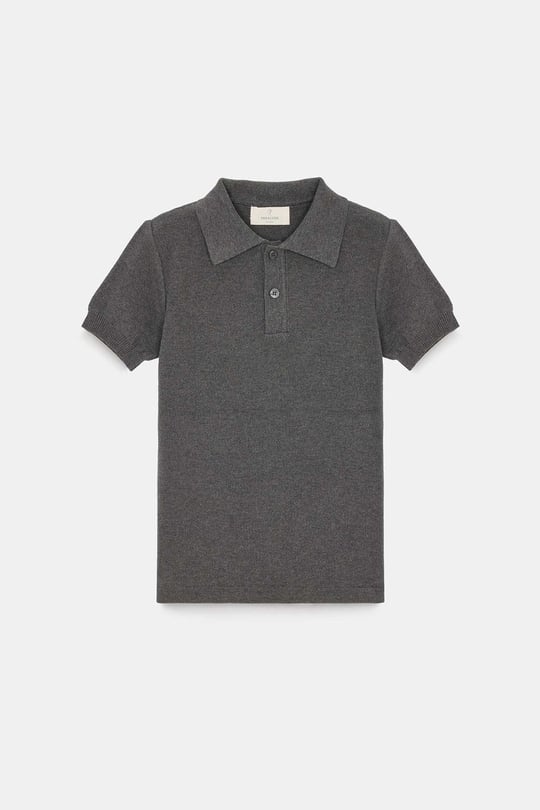 Peraluna Alex Pike Örgü, Kısa Kollu, Unisex Polo Yaka T-shirt  - Orta Gri Melanj