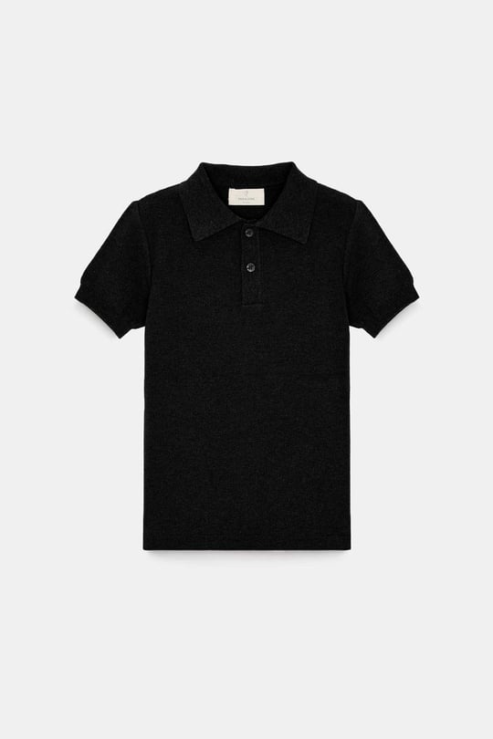 Peraluna Alex Pike Örgü, Kısa Kollu, Unisex Polo Yaka T-shirt  - Siyah
