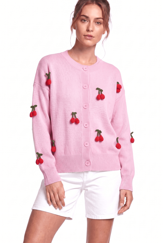 Peraluna CHERRY CARDIGAN Organik Pamuk Kadın Hırka - Pembe